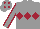 GREY, maroon triple diamond & seams on sleeves, grey cap, maroon diamonds