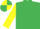 Emerald Green, Yellow sleeves, quartered cap
