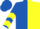 Royal Blue and Yellow (halved), chevrons on sleeves, Royal Blue cap