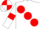 White, large Red spots and armlets, Red and White quartered cap