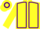 Yellow, Purple seams, Yellow sleeves, hooped cap