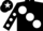 Black, large White spots, Black sleeves, White spots, Black cap, White star