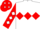 WHITE, red triple diamond, red sleeves, white diamonds, red cap, white diamonds