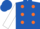 Royal Blue, Orange spots, White sleeves