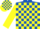 ROYAL BLUE and YELLOW CHECK, yellow sleeves, check cap