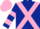 Dark Blue, Pink cross belts, hooped sleeves, Pink cap