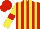 RED and YELLOW stripes, YELLOW sleeves, RED armlets, RED cap