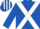 Royal Blue, White cross belts, striped cap