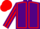 Purple, Red seams, striped sleeves, Red cap