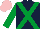 Dark Blue, Emerald Green cross belts and sleeves, Pink cap