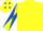 Yellow, Yellow and Royal Blue diabolo on sleeves, diamonds on cap
