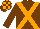 Chocolate, Orange cross belts, check cap
