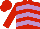 RED, MAUVE chevrons, RED sleeves and cap