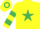 YELLOW, emerald green star, hooped sleeves and cap