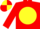 Red, Yellow disc, quartered cap