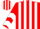 Red and White stripes, chevrons on sleeves