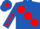 Royal Blue, large Red spots, Royal Blue sleeves, Red stars, Royal Blue cap, Red star