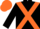 Black, Orange cross belts, Orange cap