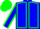 Blue, Green seams, Blue sleeves, Green seams, Green cap