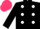 Black, White spots, Cerise cap