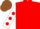 Red, White sleeves, Red spots, Brown cap