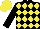 Black and Yellow diamonds, Black sleeves, Yellow cap