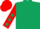 Dark Green, Red sleeves, Dark Green stars, Red cap