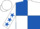 Royal Blue and White (quartered), White sleeves, Royal Blue stars, White cap