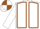 WHITE, brown seams, quartered cap