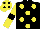 Black, Yellow spots, Yellow sleeves, Black armlets and spots on Yellow cap