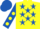 Yellow, Royal Blue stars, Royal Blue sleeves, Yellow spots, Royal Blue cap