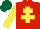 RED, yellow cross of lorraine & sleeves, dark green cap