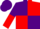 Purple and Red (quartered), halved sleeves, Purple cap