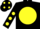 Black, Yellow disc, Black sleeves, Yellow spots and spots on cap