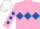 PINK, royal blue triple diamond & diamonds on sleeves, white cap