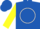 Royal Blue, White circle on body, Yellow sleeves