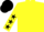 Yellow, Black stars on sleeves, Black cap