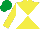 YELLOW & WHITE DIABOLO, yellow sleeves, emerald green cap