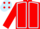 Red, Light Blue seams, Light Blue cap, Red spots