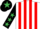 White and Red stripes, Black sleeves, Emerald Green stars, Black cap, Emerald Green star
