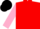 Red, Pink sleeves, Black cap