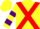 Yellow, Red cross belts, Yellow and Purple hooped sleeves