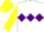 White, Purple triple diamond, Yellow sleeves and cap