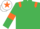 Emerald Green, Orange epaulets and armlets, White cap, Orange star