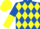 Royal Blue and Yellow diamonds, halved sleeves, Yellow cap