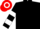 Black, White hooped sleeves, Red and White hooped cap