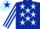 DARK BLUE, LIGHT BLUE stars, striped sleeves, LIGHT BLUE cap, DARK BLUE star