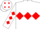 White, red triple diamond, white sleeves, red diamonds and diamonds on cap