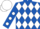 Royal Blue and White diamonds, Royal Blue sleeves, White spots, White cap