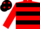 RED & BLACK HOOPS, red sleeves, black cap, red spots